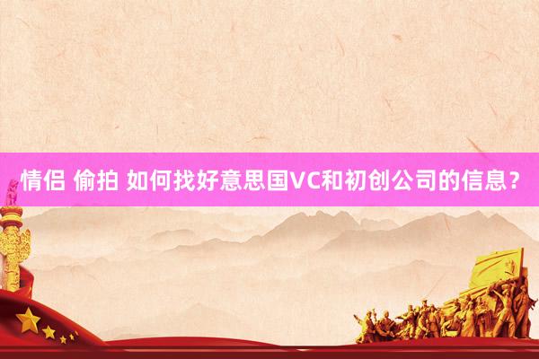 情侣 偷拍 如何找好意思国VC和初创公司的信息?