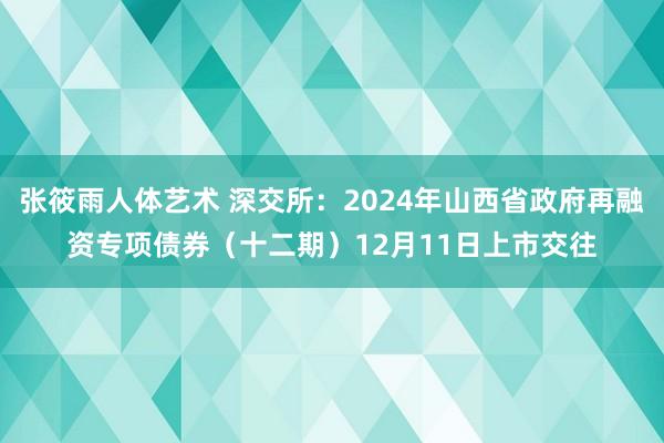 张筱雨人体艺术 深交所：2024年山西省政府再融资专项债券（十二期）12月11日上市交往
