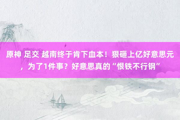 原神 足交 越南终于肯下血本！狠砸上亿好意思元，为了1件事？好意思真的“恨铁不行钢”