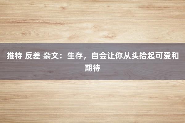 推特 反差 杂文：生存，自会让你从头拾起可爱和期待