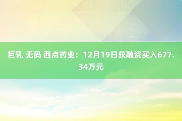 巨乳 无码 西点药业：12月19日获融资买入677.34万元