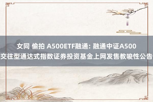 女同 偷拍 A500ETF融通: 融通中证A500交往型通达式指数证券投资基金上网发售教唆性公告