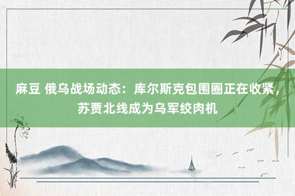 麻豆 俄乌战场动态：库尔斯克包围圈正在收紧，苏贾北线成为乌军绞肉机