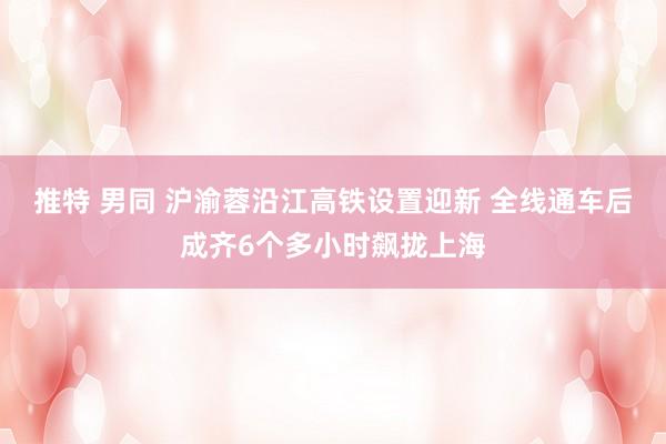 推特 男同 沪渝蓉沿江高铁设置迎新 全线通车后成齐6个多小时飙拢上海