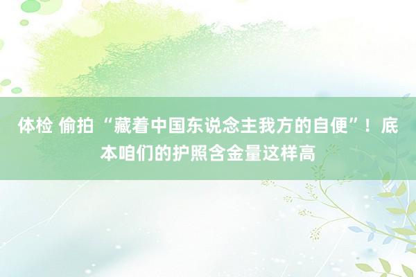 体检 偷拍 “藏着中国东说念主我方的自便”！底本咱们的护照含金量这样高