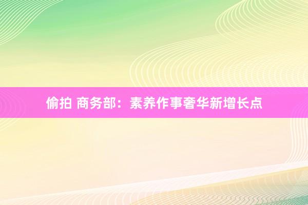 偷拍 商务部：素养作事奢华新增长点