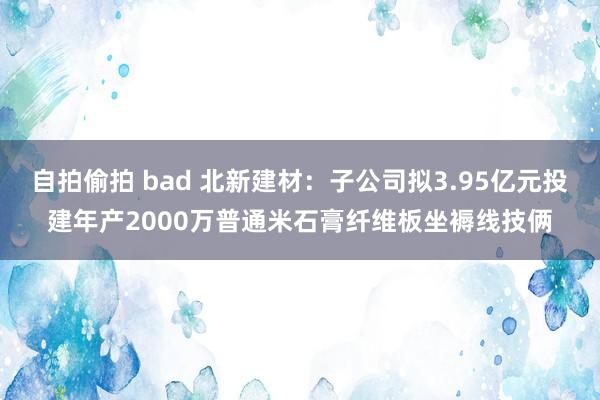 自拍偷拍 bad 北新建材：子公司拟3.95亿元投建年产2000万普通米石膏纤维板坐褥线技俩