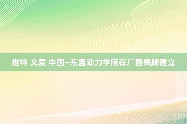 推特 文爱 中国—东盟动力学院在广西揭牌建立