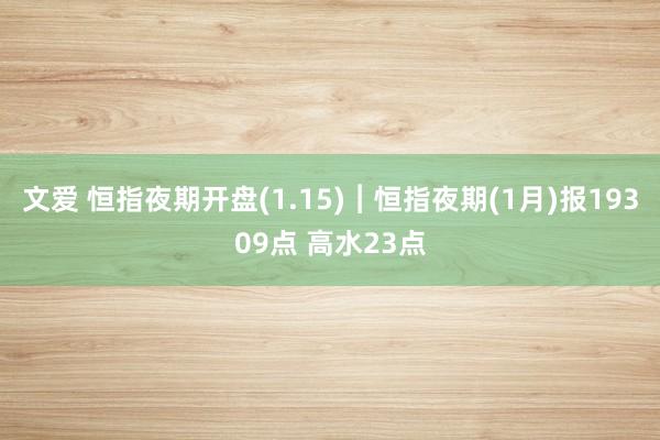 文爱 恒指夜期开盘(1.15)︱恒指夜期(1月)报19309点 高水23点