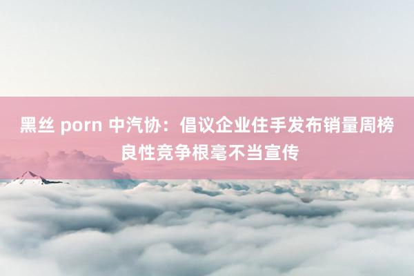 黑丝 porn 中汽协：倡议企业住手发布销量周榜 良性竞争根毫不当宣传