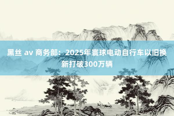 黑丝 av 商务部：2025年寰球电动自行车以旧换新打破300万辆