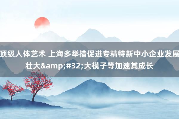 顶级人体艺术 上海多举措促进专精特新中小企业发展壮大&#32;大模子等加速其成长