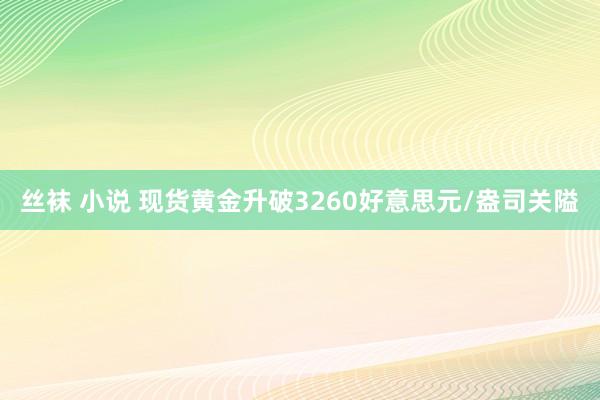 丝袜 小说 现货黄金升破3260好意思元/盎司关隘