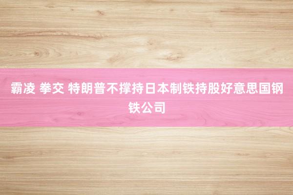 霸凌 拳交 特朗普不撑持日本制铁持股好意思国钢铁公司