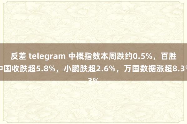 反差 telegram 中概指数本周跌约0.5%，百胜中国收跌超5.8%，小鹏跌超2.6%，万国数据涨超8.3%