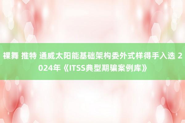裸舞 推特 通威太阳能基础架构委外式样得手入选 2024年《ITSS典型期骗案例库》